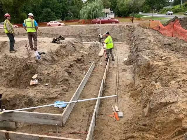Setting footings for the expansion
